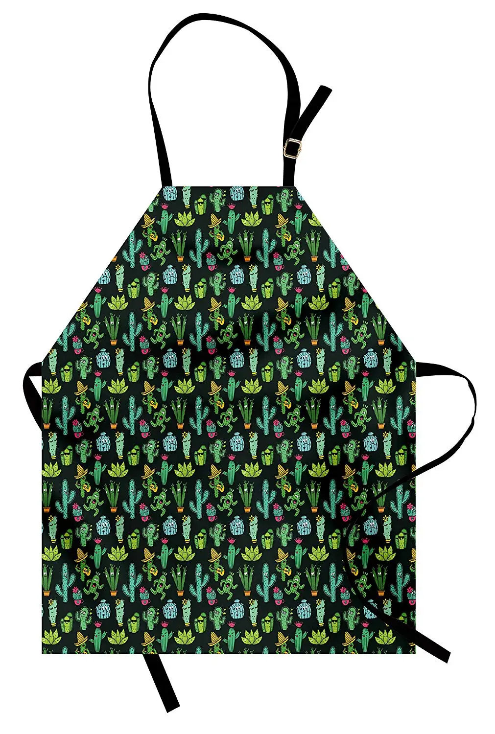 Cactus Apron Funny Cartoon Style Succulent Plant Characters Mexican Nature Hipster Humor Print Kitchen Bib Cooking Baking Garden | Дом и сад