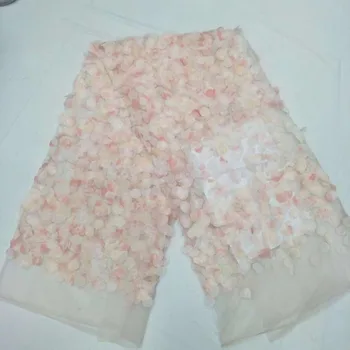 

High-end sexy French African lace fabric high-quality African 3D 3D embroidery chiffon lace fabric 2019 wedding dress