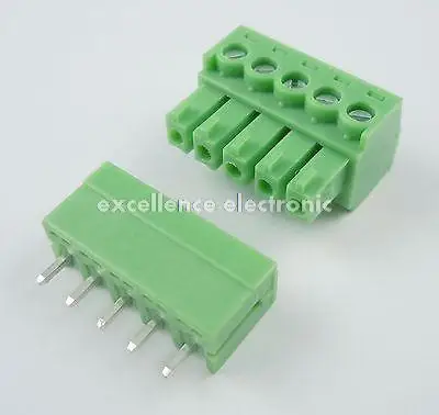 

10 Pcs 3.81mm Pitch 5 Pin Straight Screw Pluggable Terminal Block Plug Connector