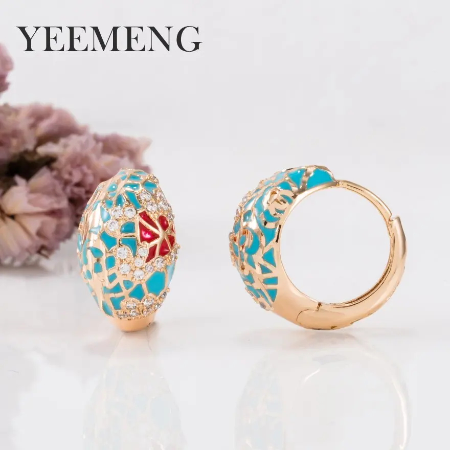 

YEEMENG 2019 New Design Jewelry Fit Europe Women Gold Color Mix MultiColor Piercing Personality Extra Ethnic Wide Earrings