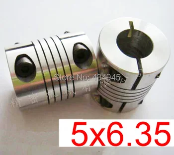 

5x6.35 5mm 6.35mm Spiral type coupling,Clamping coupler,Clamp shaft coupling CNC Motor rod Screw thread Winding coupling D20 L25