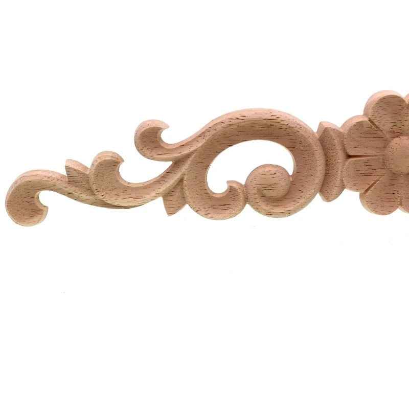 European-style Home Decorates Dongyang Wood Carving White Embryo Long Applique Door Bed Decorative Flower Piece Kawaii ornament crafts patch emblems wooden figurine crafts glass fruit pendants