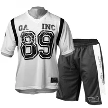 Комплект спортивных костюмов для мужчин, брендовые летние костюмы для фитнеса, 2 шт., топ и шорты, Мужской комплект с воротником-стойкой, Модный комплект из 2 предметов, футболка и шорты, спортивный костюм