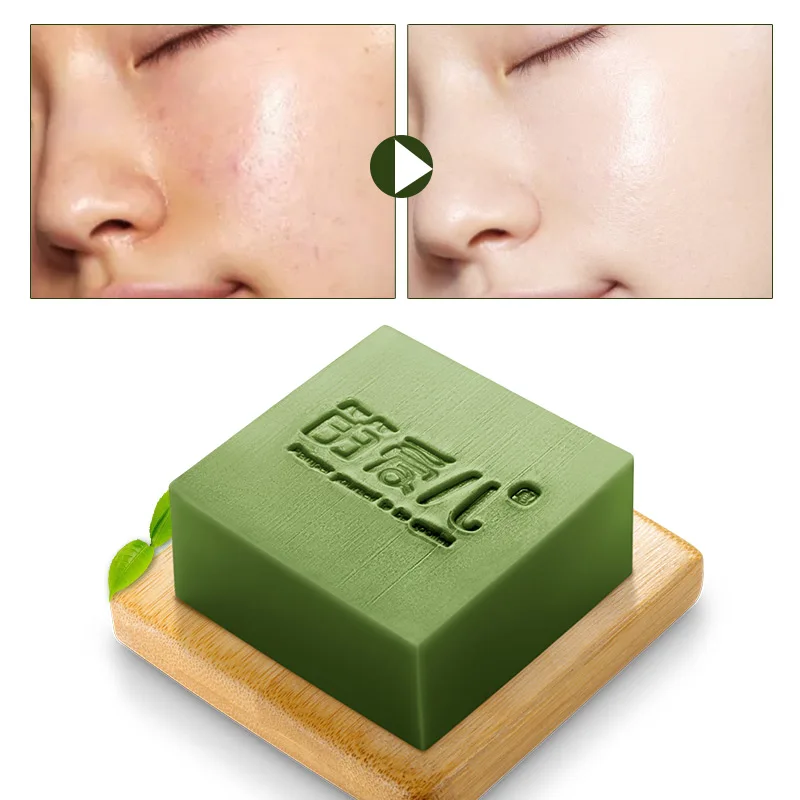 

120g Matcha Handmade Soap Oil Control Hand Made Soap Acne Treatment Facial Cleanser Whitening Moisturizing for Bath Shaving