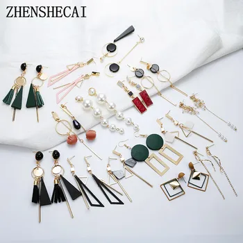

Fashion jewelry long tassel earring women geometric element simple design vintage drop earring accessories wholesale