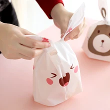 Cute Easter Bunny Cookies Bag 50pcs Wedding Decoration Kawaii Rabbit Ear Plastic Candy Bag Easter Decorations For Home