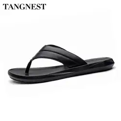 Tangnest/Новинка 2018 г. летние мужские вьетнамки, повседневная обувь из искусственной кожи на плоской платформе, мужские пляжные удобные