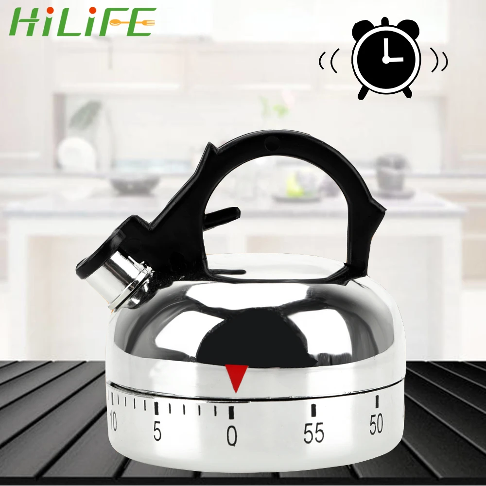 

HILIFE Mechanical Timer Countdown Alarm Reminder Plastic Cooking Reminders Tools Kettle Shape 60 Minutes Kitchen Timer