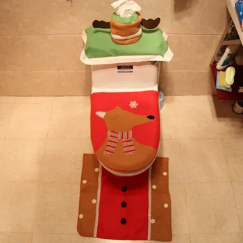 

New 3Pcs/Set Bathroom Christmas Toilet Seat Cover Christmas Decorations For Home Santa Snowman Eco-Friendly Chrismas Supply