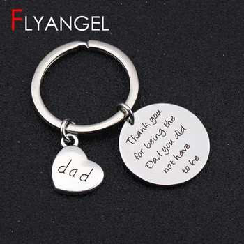 

Creative Key Holder Heart Pendant Stepdad Gifts Dad Charm Engraved Thank You For Being The Dad High Quality Keychain Cute Charm