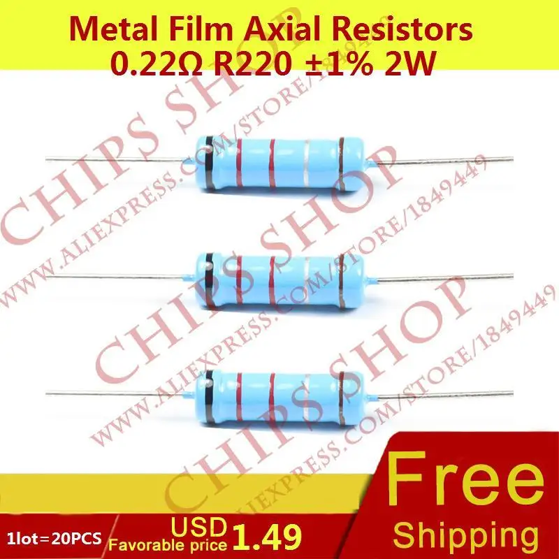 22 Ω Ohm Metal Film Resistor 20 Pcs. 