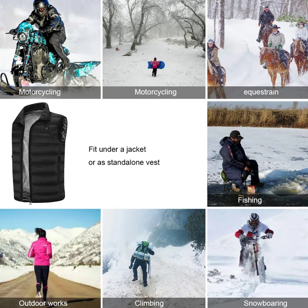 Умный нагревательный жилет для мужчин с зарядкой от USB, теплый Электрический жилет, утолщенная нагревательная одежда для зимнего катания на лыжах и пеших прогулок