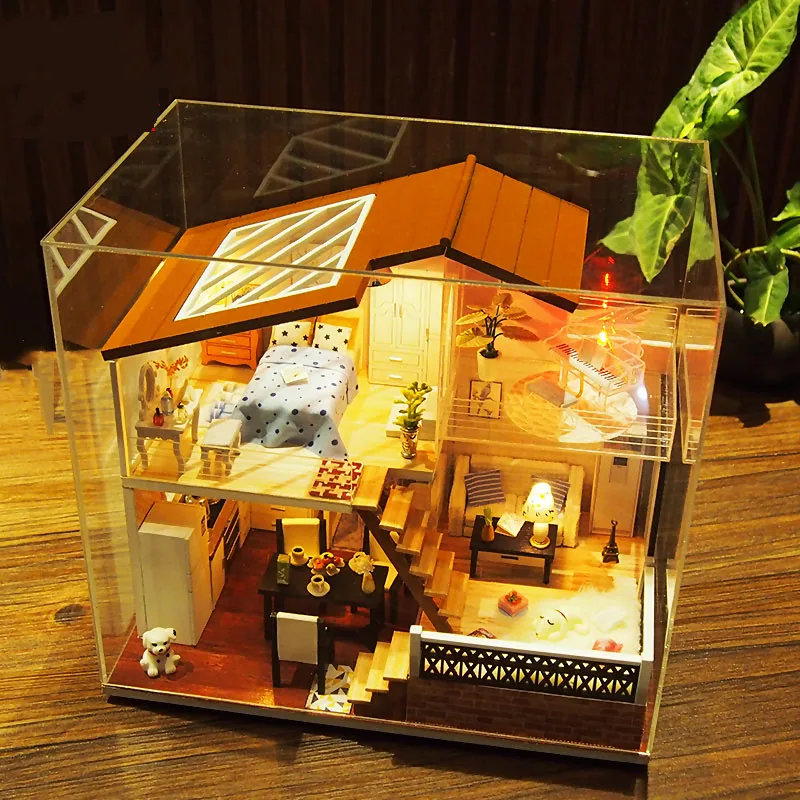 Кукольный дом ручной работы мебель Miniatura Diy кукольные домики миниатюрный кукольный домик деревянные игрушки для детей Взрослые подарок на день рождения