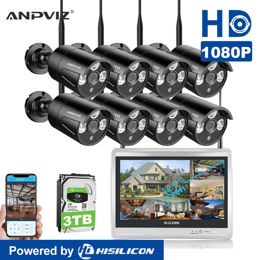 Anpviz Full HD 1080P 12 &quotбеспроводная камера безопасности 8x1080 p IP наружного наблюдения с