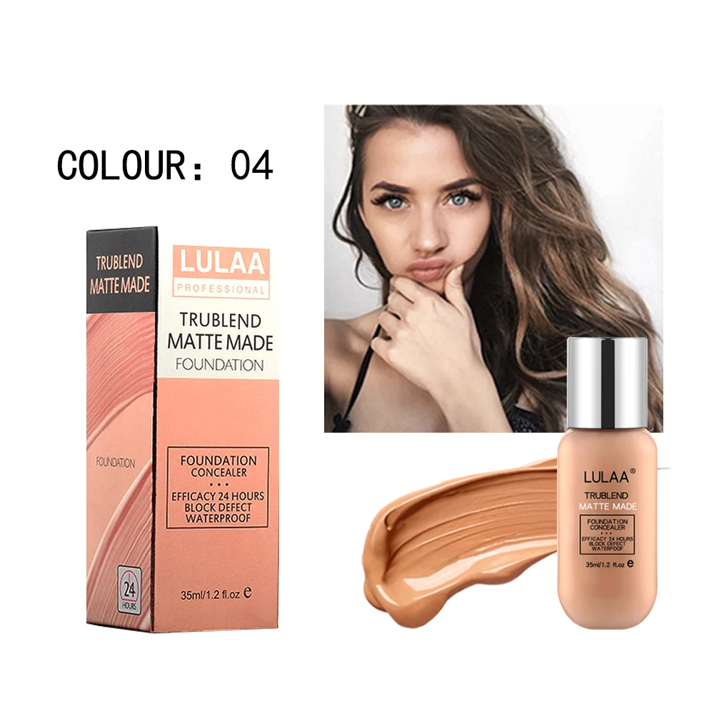 Natural 35ml Soft Matte Long Wear Foundation Oil Control Waterproof Concealer Liquid Foundation Cream Women Beauty Makeup TSLM1 - Цвет: 04