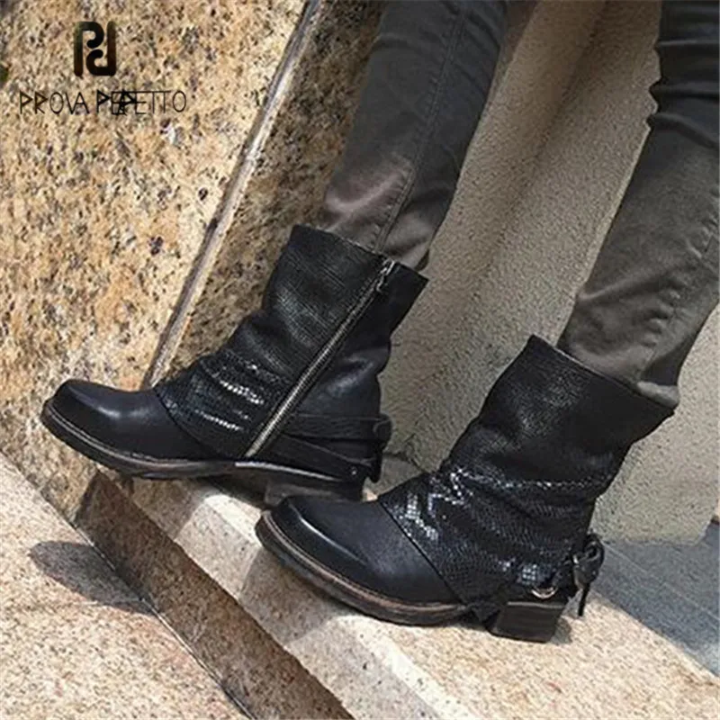 brown patchwork platform boots