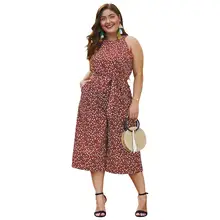 YZ Large Size Summer Jumpsuits Elegant Ladies 2019 New Romper Body Sleeveless Femme Straight Leg with Belt Cropped Trousers цена YZ Large Size Summer Jumpsuits Elegant Ladies 2019 New Romper Body Sleeveless Femme Straight Leg with Belt Cropped Trousers цены онлайн