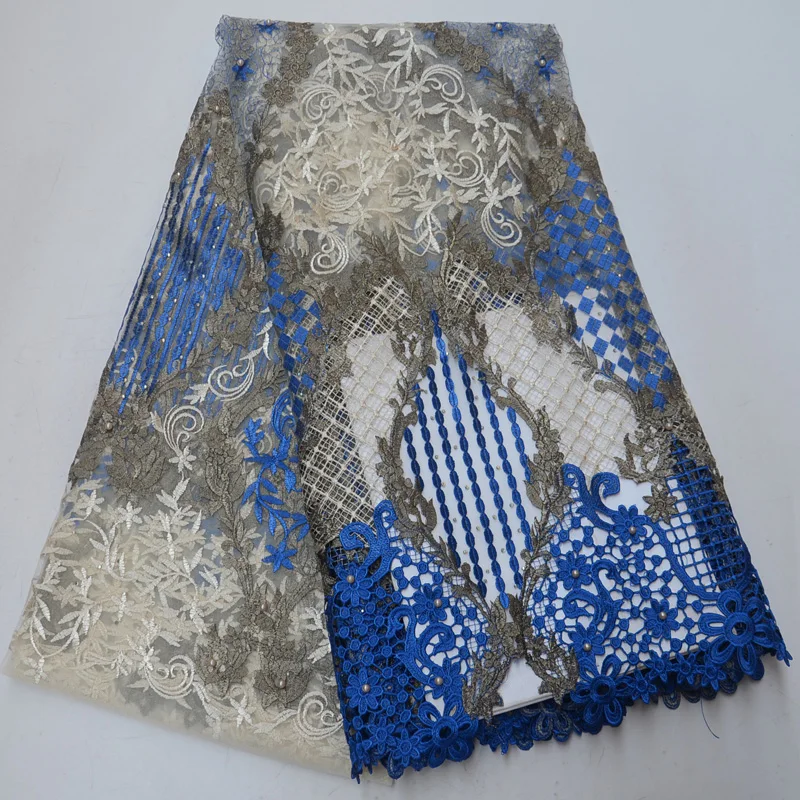 

(5yards/pc) latest arrival African French net lace fabric with gorgeous embroidery and beads for high grade party dress FLP925