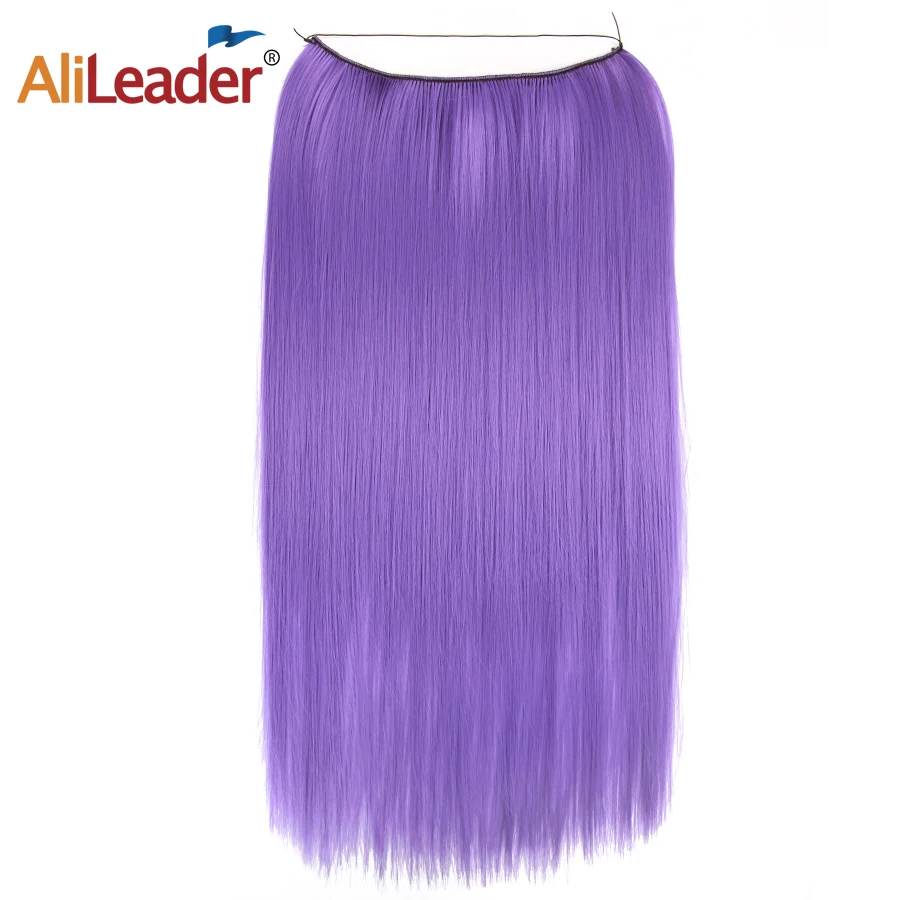 Alileader 22 дюймов длинные прямые Омбре рыбий линии шиньоны невидимая проволока Клип Синтетические волосы для наращивания два тона фиолетовый розовый