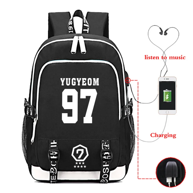 018 Karean Fashion GOT7 напечатанный подростковый USB рюкзак с зарядным устройством студенческий повседневный холст большой емкости сумки для ноутбука Плечи сумка - Цвет: 018