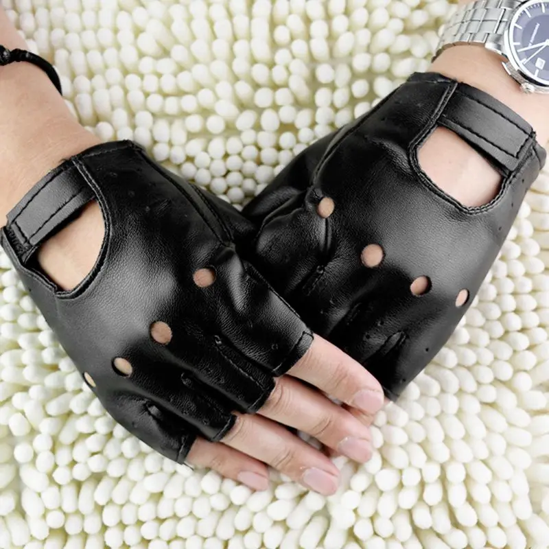 Мужчины искусственная кожа противоскользящие митенки перчатки рукавицы