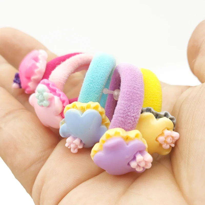 

5pcs/lot Child Baby Rubber Bands Cartoon Cat Flower Bow Elastic Ponytail Holders Hair Ring Accessories Girl Tie Gum