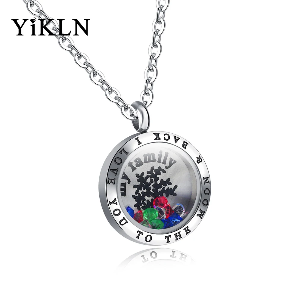 

YiKLN Classic Wish Bottle Pendant Necklaces For Men Women Openable Design My Family Letters & Tree Of Life Jewerly Gift OGX1298