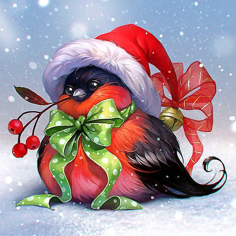 

5D Diy Diamond Painting Cross Stitch Powerful Christmas Bird Diamond Embroidery Full Round Mosaic Decoration Resin Sticker Kits