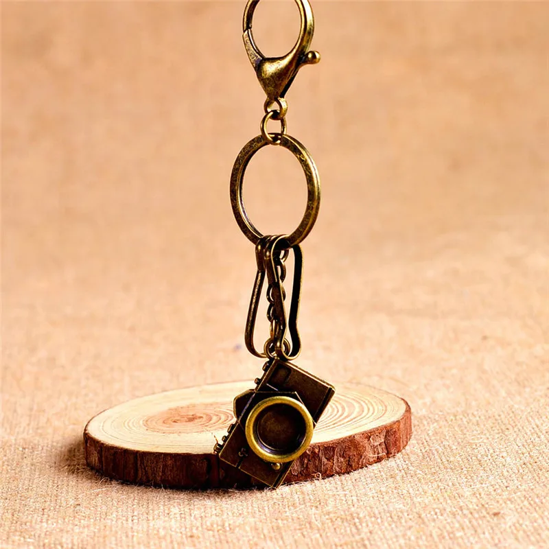 

New Mode Style Creative Retro Vintage Copper Camera Buckle Keyring Keychain Key Chain Ring- picture color Fashion Gifts