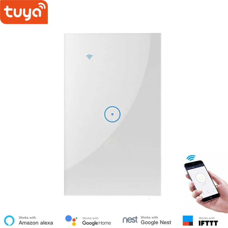 Смарт-приложение Tuya, Wi-Fi, пульт дистанционного управления, переключатель 1/2/3, сенсорный настенный светильник, переключатель, панель из закаленного стекла, работает с Alexa, Google Home