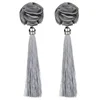 Macrame rose earrings grey