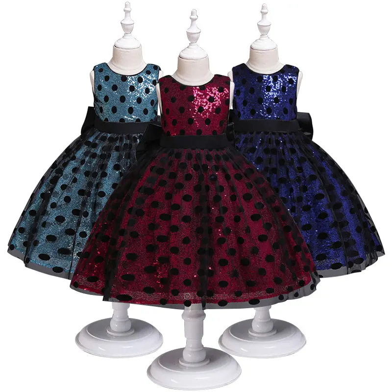 

Europe and America Autumn Winter Birthday Party Children's Wear Sleeveless Sequins Princess Dress Girl Halloween Party Stage Sho