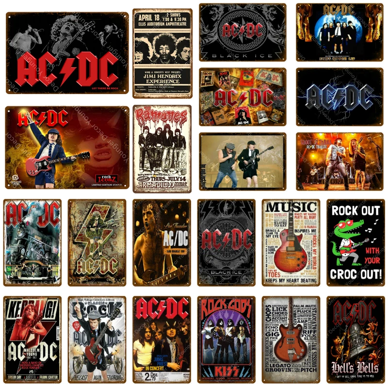 Рок ACDC Band Винтаж металлические знаки AC DC Музыкальный клуб реклама зубной налет кафе Паб Casino декор стен Стикеры живопись плакат