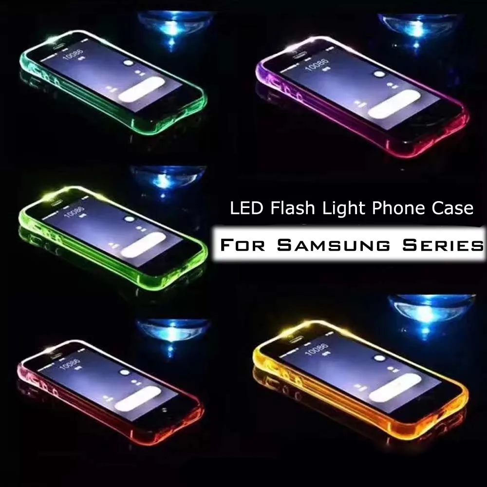 LED Flash Light Phone Case For Samsung S9 S8 Plus S7 S6 edge Note9 Luminous Glitter Clear for J3 J5 J7 A3 A5 A7 |