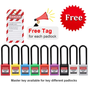 

Lockey Free tag 10pcs 76mm Insulation Plastic Nylon Shackle Safety Padlock Lockout Tagout Lock