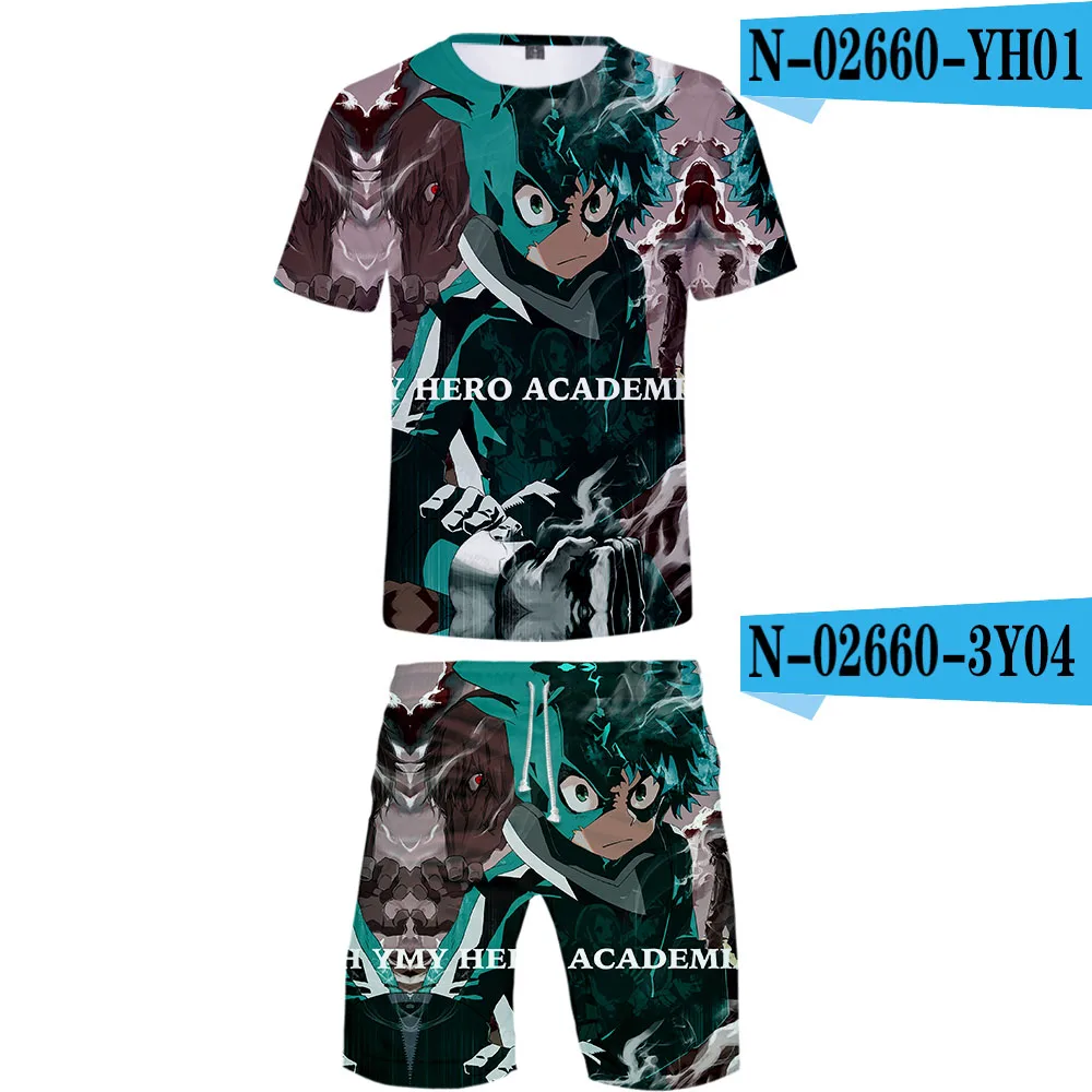 My Hero Academy/комплект из двух предметов с 3D принтом; модные летние футболки с короткими рукавами+ повседневные шорты; Лидер продаж года; уличная одежда - Цвет: Золотой