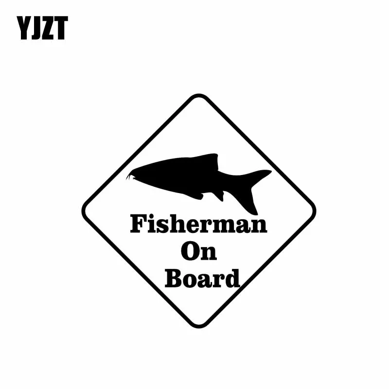 YJZT 14CM*14CM Fisherman On Board Sticker Vinyl Car Decal Fun Hobby
