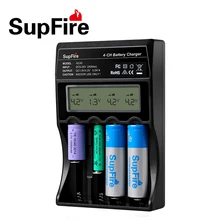 SupFire AC40 интеллектуальный цифровой 4 слота Зарядное устройство совместимо Li-Ion NiCd NiMH Батарея ЕС США адаптер для 26650/18650/ 14500 Батарея