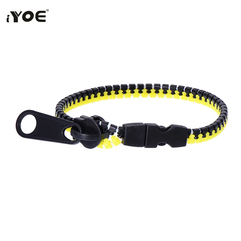 

IYOE New Zipper Shaped Charm Bangle &Bracelets For Women Men Kids Simple Zip Double Green & Black Bracelet Silicone Jewelry