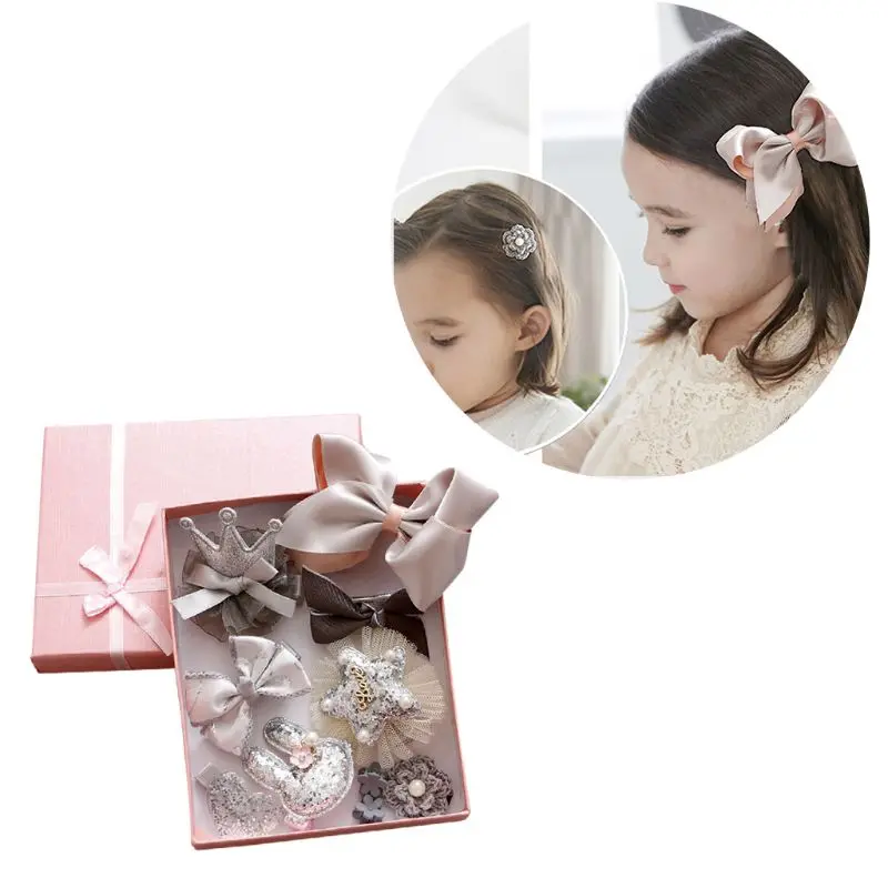 

10pcs Headwear Set Children Accessories Ribbon Bow Hair clip Hairpins Princess