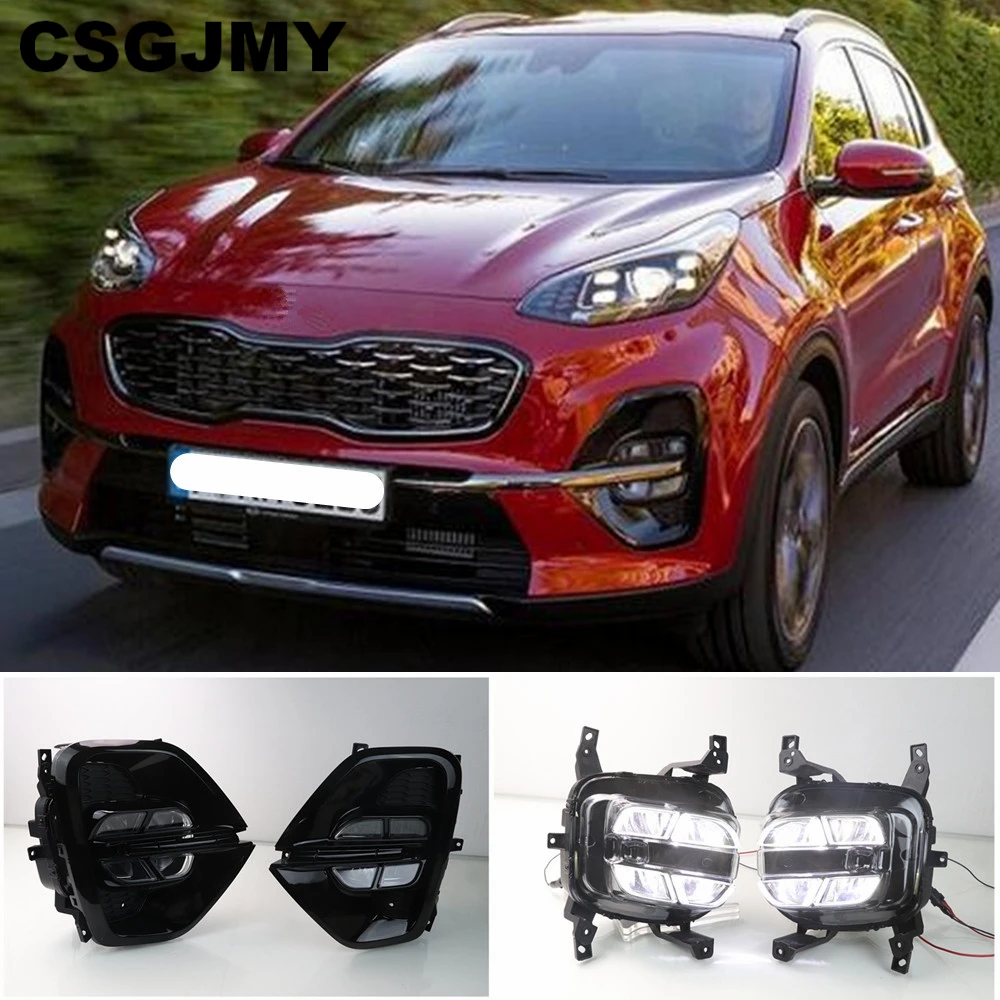 

CSGJMY 2pcs For Kia sportage KX5 2019 2020 Daytime Running Light DRL LED Day Light Front Bumper Head Fog Lamp White