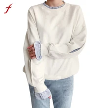 Fashion Womens Loose Long Sleeve Pullover O Neck Stripe Sweatshirt Tops Patchwork Casual Lady Autumn sudaderas