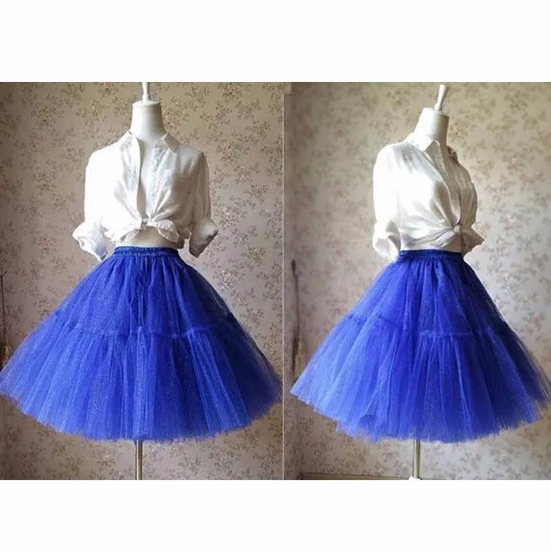 Высокое качество лаванды пышные фатиновые юбки для Для женщин Pleat юбка-пачка по колено на молнии Стиль индивидуальный заказ вечерние Юбка Faldas Saia
