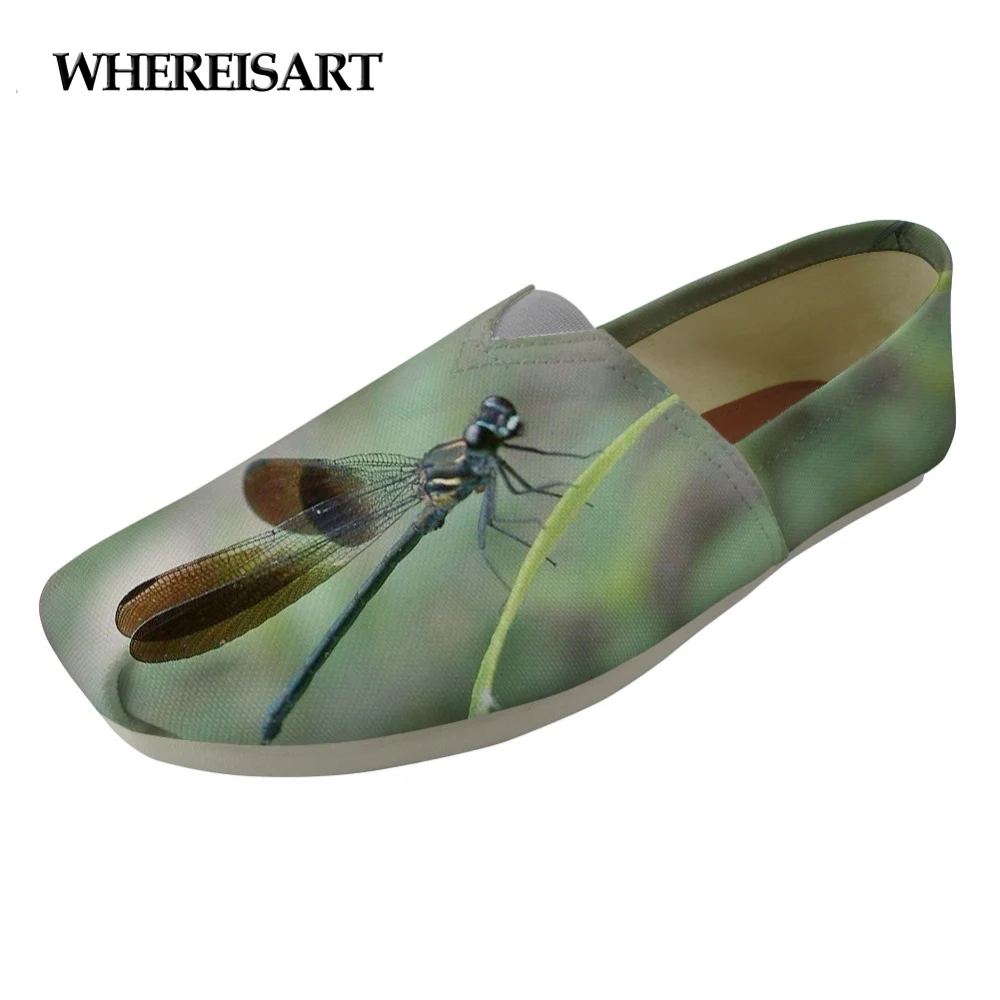 

WHEREISART Dragonfly Animal Fashion Canvas Women Shoes Flats Lazy Comfortable Casual Ladies Loafers Women's Walking Breathable