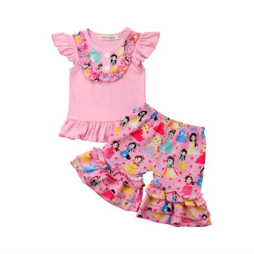 

2PCS Toddler Kids Baby Girl Shirt Tops+Shorts Pants Holiday Outfits Clothes Set Size 0-18M
