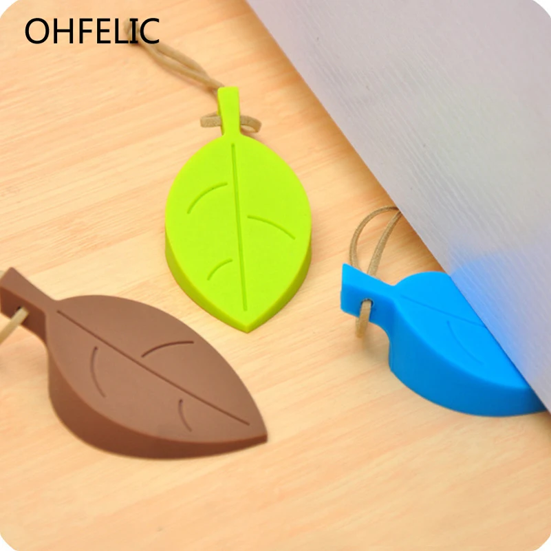 

High Quality 1PCS Cute Cartoon Leaf Style Door Stopper Silicon Bathroom Tools Doorstop Safety For Baby Home Decoration