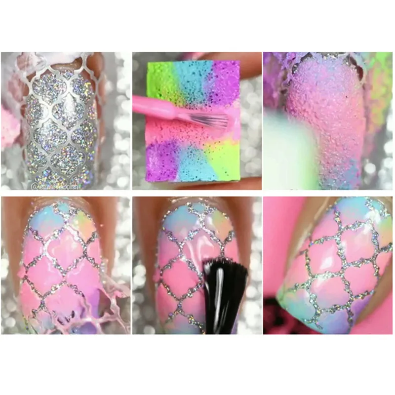 

Laser hollow stickers nail applique 3D stickers nail art hollow mix 24 laser nail art art vinyl image transfer guide template