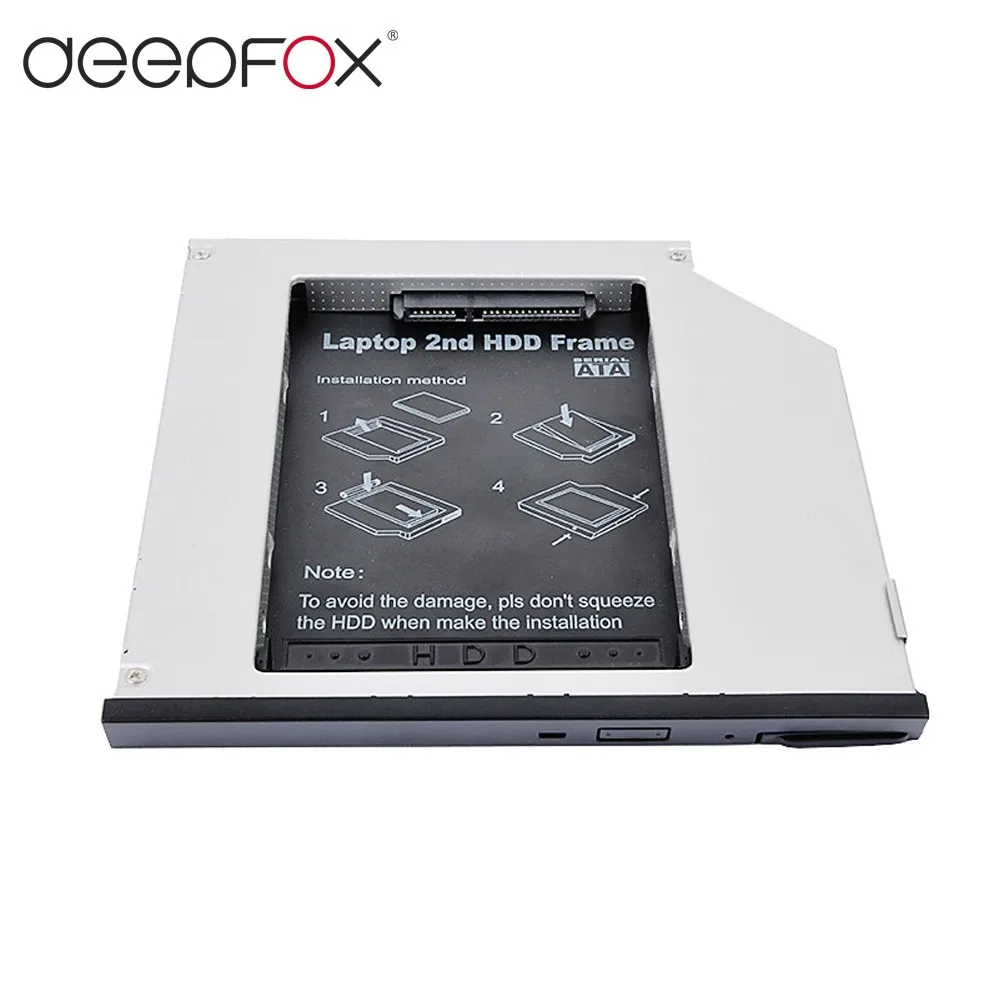 laptop hard disk external case Sunvalley 2nd HDD Caddy 9.5mm SATA To SATA Aluminum SSD Drive Case DVD CD-ROM Case For Dell E6400 Laptop Notebook hdd enclosure 3.0