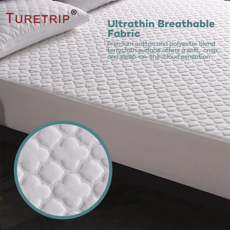 Billige Turetrip Jacquard Cloud Wasserdicht Matratze Protector Tiefe Tasche Matratze Abdeckung Maschine Waschbar Matratze Pad Klapp Matratze