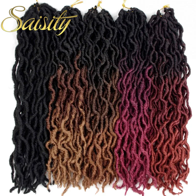 

Synthetic Ombre Faux Locs Curly Crochet Hair Extensions Saisity 18inch Crochet Braids Dread hair Extensions 24Strands